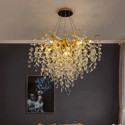 DecorBites™ Crystal G9 Chandelier: Luxury Living Room Branch Pendant Lights, Modern LED Luminarias