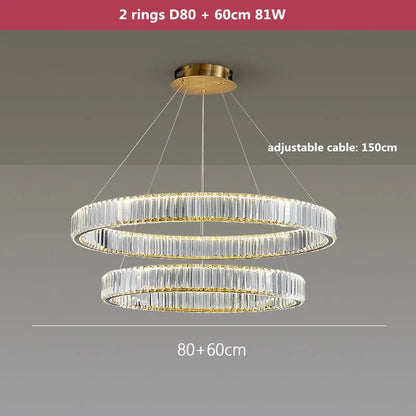 DecorBites™ Crystal LED Chandelier: Modern Steel Pendant Lighting for Luxurious Foyer Decor