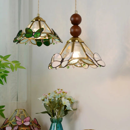 DecorBites™ Clear Glass LED Pendant Light Tiffany Butterfly Hanging Lamp
