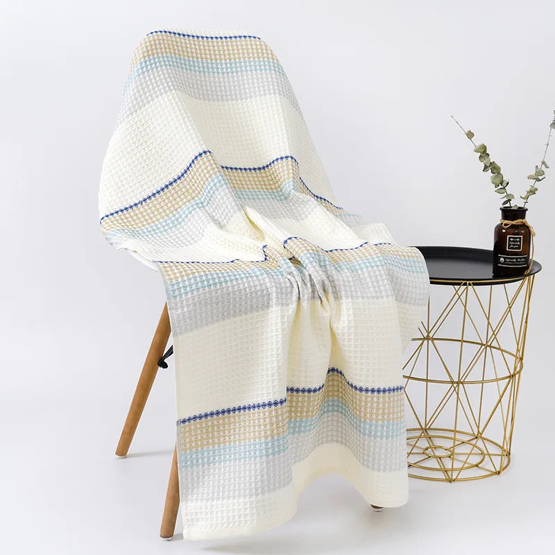 Waffle Stripe Cotton Towel Set