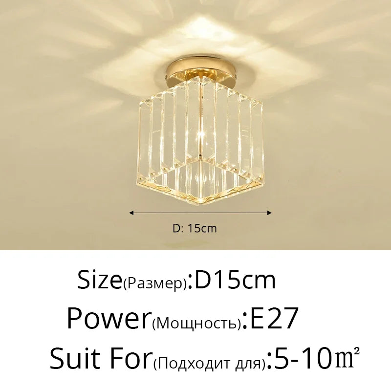 DecorBites™ Crystal Glass LED Chandelier for Modern Living, Study, and Aisle Lighting