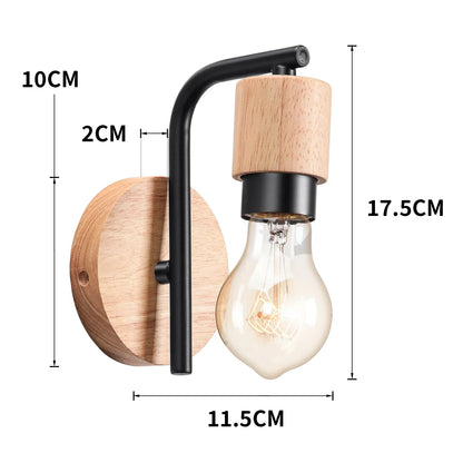 DecorBites™ Iron Wood Wall Lamp Shade: Nordic Indoor Sconce for Bedroom, Living Room, Restaurant