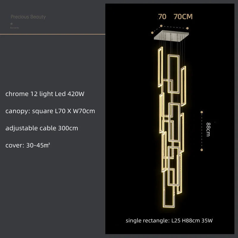 DecorBites™ Crystal LED Pendant Light Luxury Stairs Lustre Modern Lighting Fixture