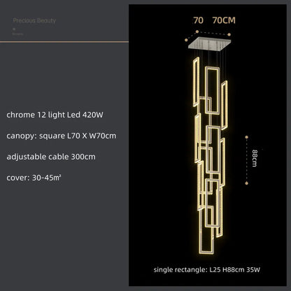 DecorBites™ Crystal LED Pendant Light Luxury Stairs Lustre Modern Lighting Fixture