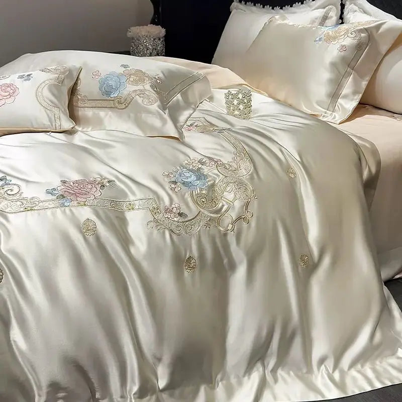 Cream Brocade Bedding Set