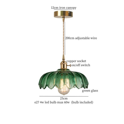 DecorBites™ Green Glass LED Pendant Light Fixture - Modern Nordic Hanging Lamp