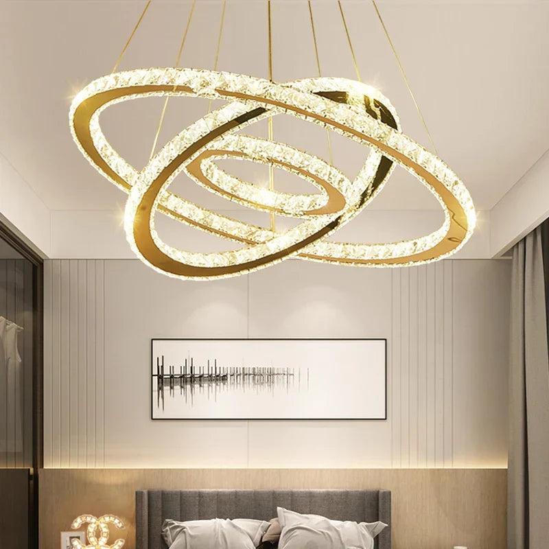 Gold LED Crystal Chandelier Chrome D100cm