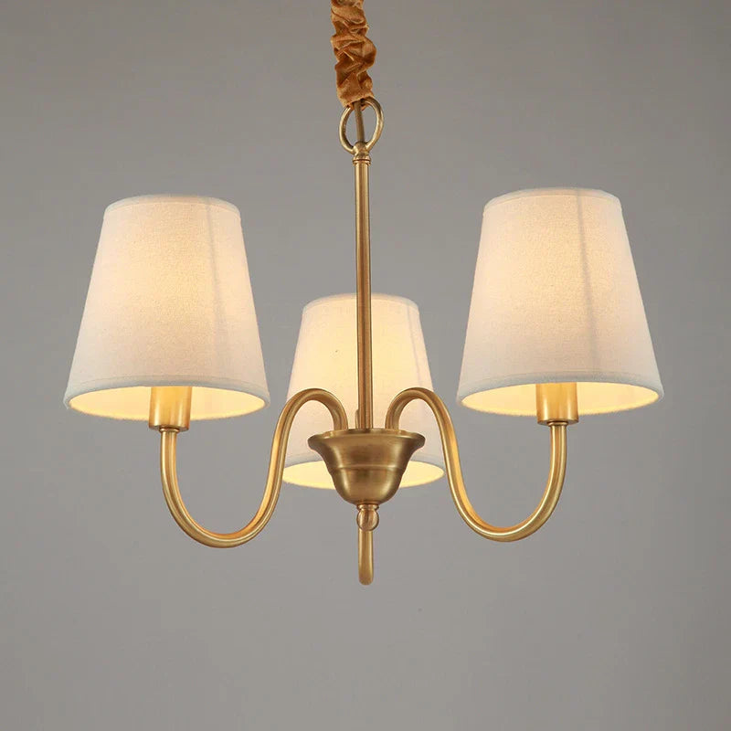 DecorBites™ Copper Ceiling Chandelier with Fabric Lampshade for Living Room and Bedroom