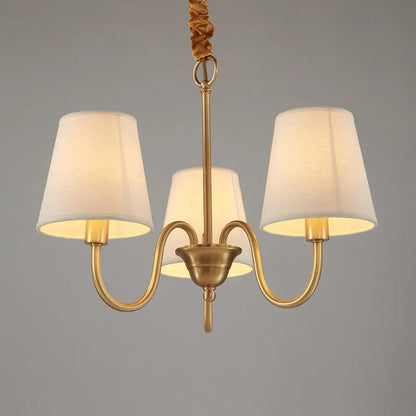DecorBites™ Copper Ceiling Chandelier with Fabric Lampshade for Living Room and Bedroom