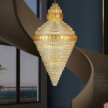 DecorBites™ Elegant Duplex Crystal Chandelier Spiral Staircase High Living Room Light
