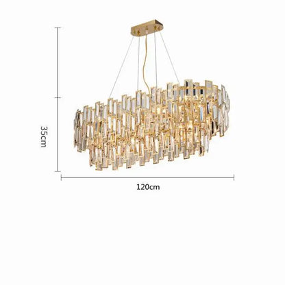 DecorBites™ Gold Steel Crystal Pendant Chandelier - Luxury LED Dining Room Hanging Lamp
