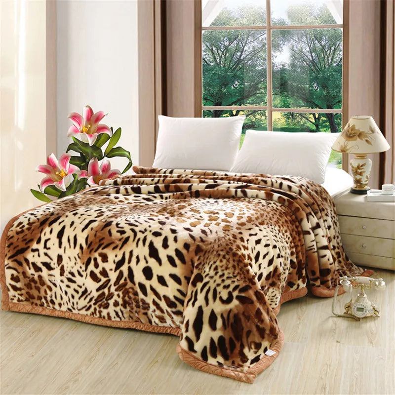 DecorBites™ Double Layer Raschel Blankets: Soft Faux Fur Mink Throw for Beds