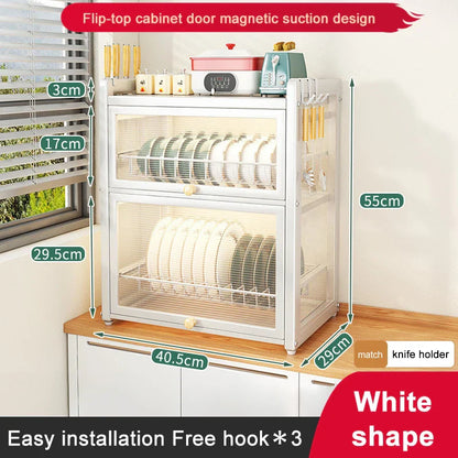 DecorBites™ Double-layer Kitchen Dish Drying Rack with Chopstick Cage and Tableware Basket