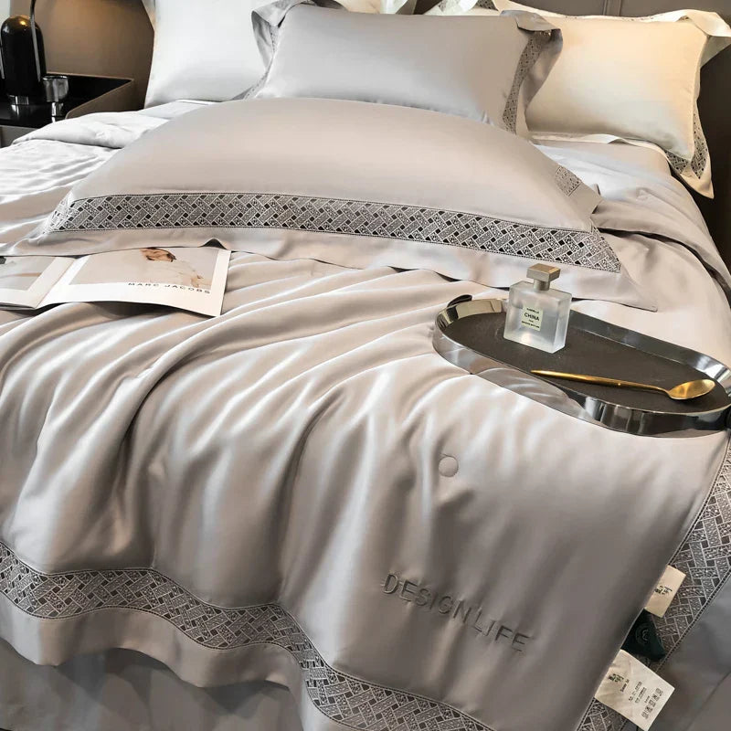 DecorBites™ Eucalyptus Fiber Summer Quilt Bedding Set with Wide Edge & Silky Cool Feel