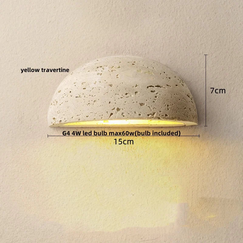 DecorBites™ Double LED Wall Lamp Sconce Yellow Cave Stone Iron Canopy Mirror Light