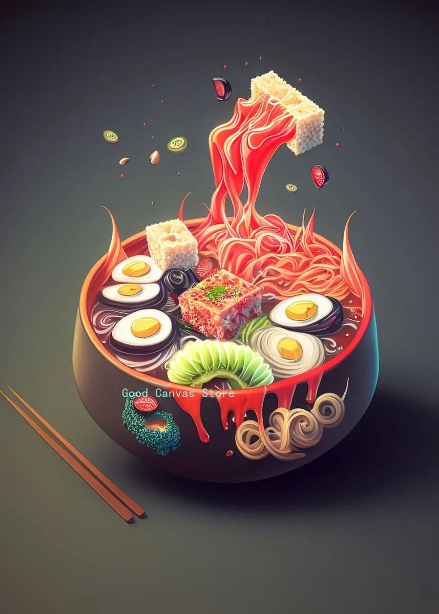 Neon Food Canvas Art