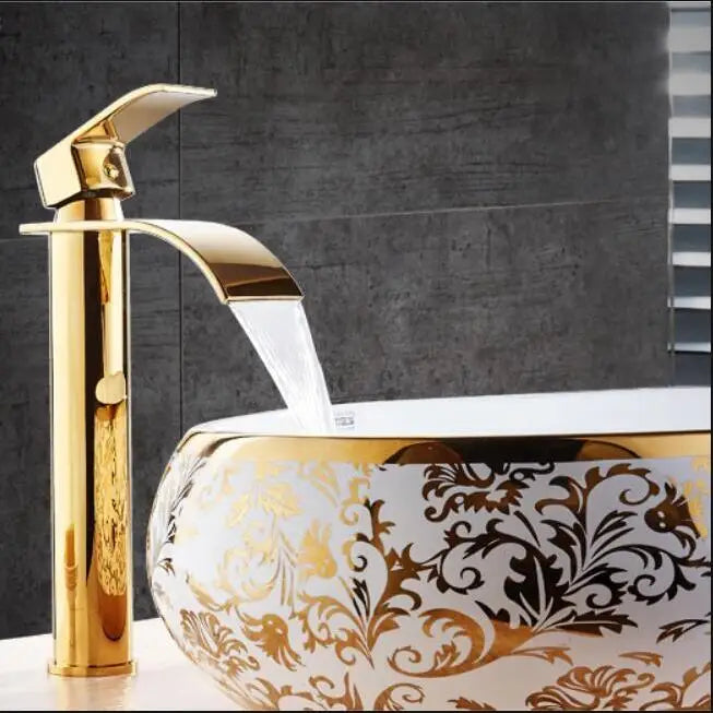 Gold White Waterfall Faucet