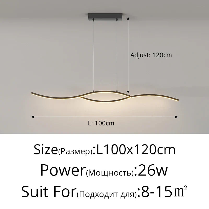 Nordic LED Pendant Light 100cm Dimmable Remote