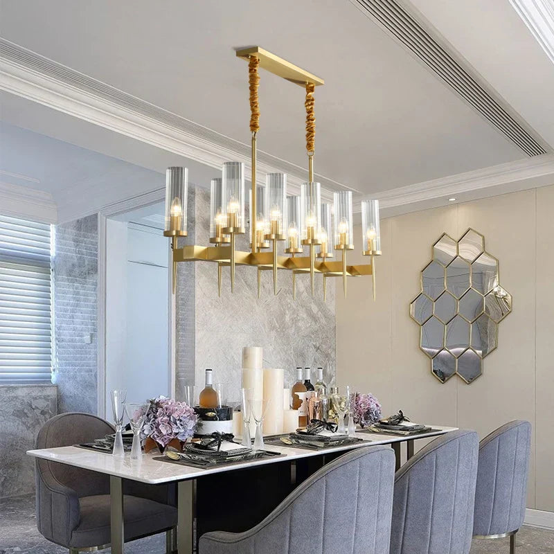DecorBites™ Gold Plated Nordic Living Room LED Chandelier | Luxury Hanging Pendant Lighting