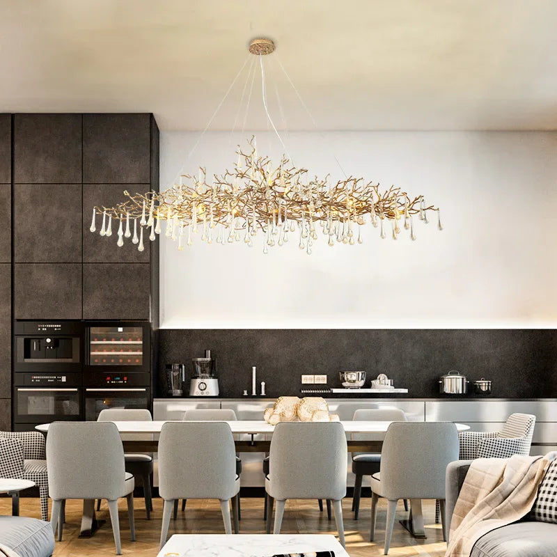 Crystal Copper Branch Chandelier