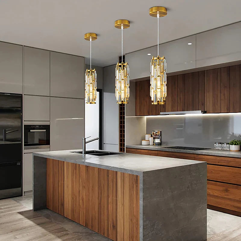 DecorBites™ Gold Crystal Chandelier: Elegant Dining Room Pendant Lighting