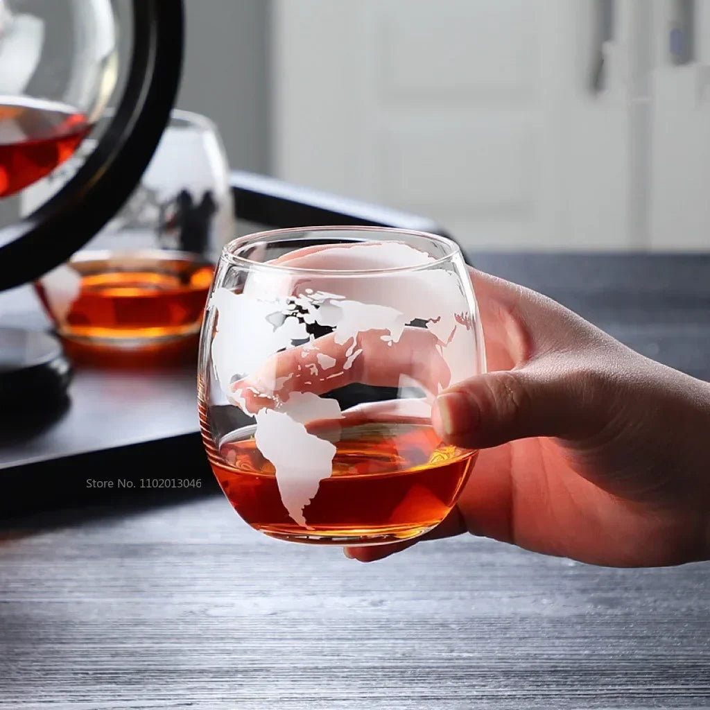 DecorBites™ Earth Decanter Set Whiskey Red Wine Glass Creative Craft Decoration