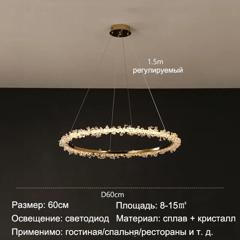 Gold Crystal LED Chandelier 4-Ring Design