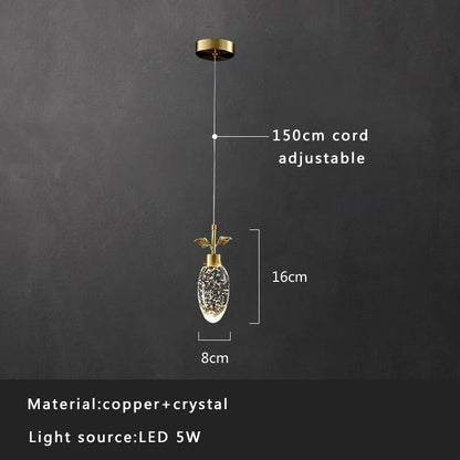 DecorBites™ Crystal Copper Pendant Lights Gold Home Decor Glass Hanging Lamp
