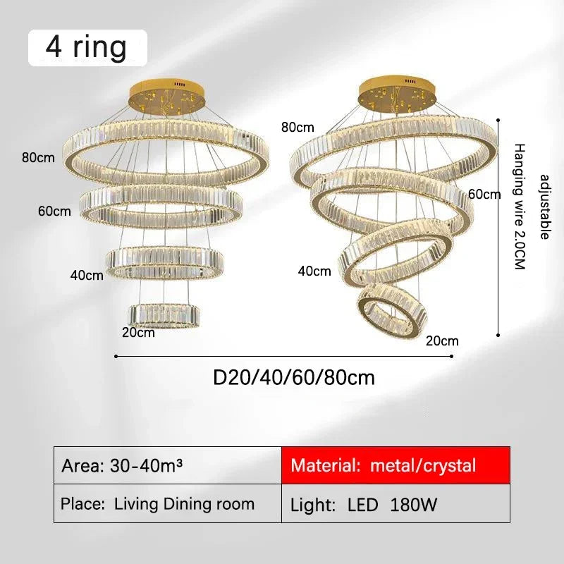 Gold Crystal Halo Chandelier