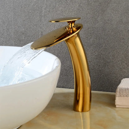 Waterfall Basin Faucet Black Bathroom