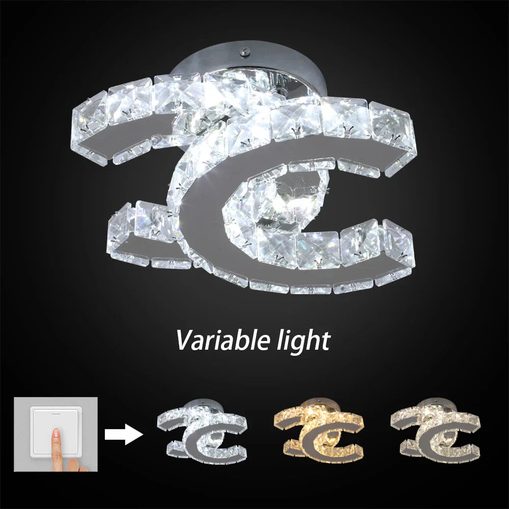 DecorBites™ Crystal LED Ceiling Lamps Modern Chandeliers for Home Room Decor