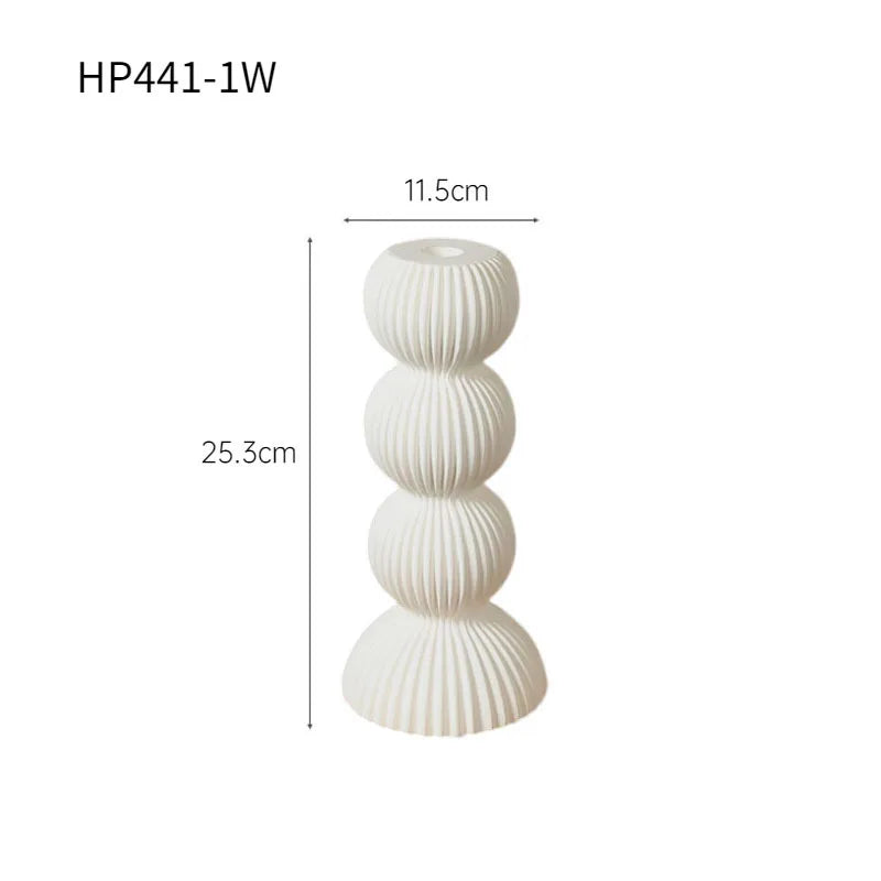 DecorBites™ Geometric Ceramic Candle Holder Ornaments Sphere Stripes Decoration Candlestick