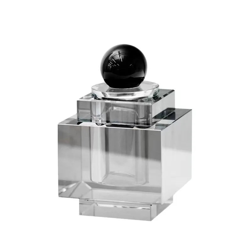 DecorBites™ Geometric Crystal Storage Jar: Clear Cubic Square Container for Home Decoration