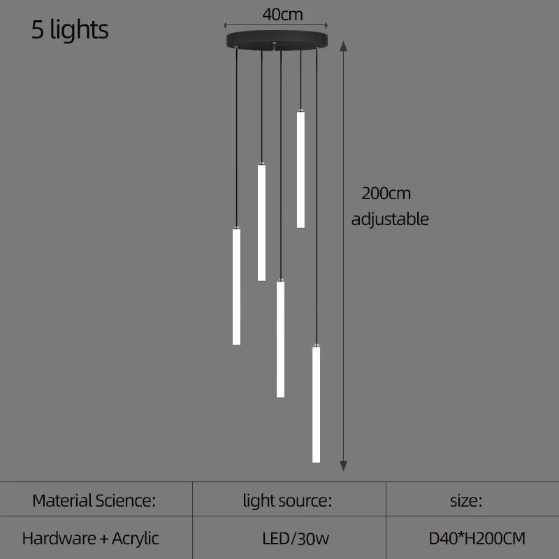 DecorBites™ Large Staircase LED Chandelier Lamp