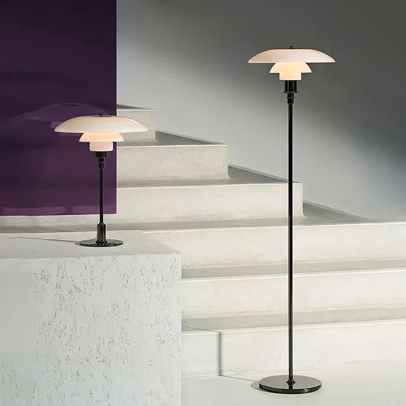 DecorBites™ Glass Shade LED Floor Lamp for Living Room, Bedroom - Nordic Minimalist Retro Style