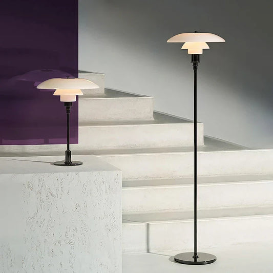 DecorBites™ Glass Shade LED Floor Lamp for Living Room, Bedroom - Nordic Minimalist Retro Style