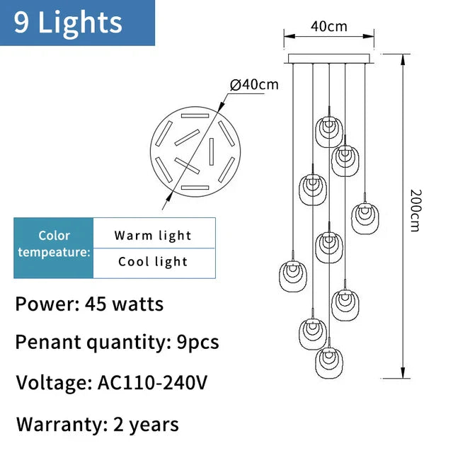 Gold Crystal Staircase Chandelier 36-Light Dia100cm