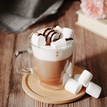 DecorBites™ Double Wall Glass Coffee Cup 250/350ml Heat Resistant Latte Milk Lemon Juice