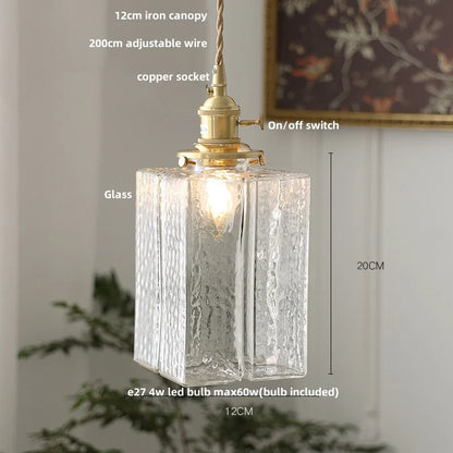 DecorBites™ Cube Amber Glass LED Pendant Lamp | Modern Hanging Light Fixtures