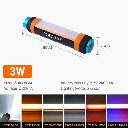 DecorBites™ LED Camp Light: Portable, Waterproof, Rechargeable, Magnetic Flashlight