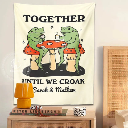 DecorBites™ Cute Cartoon Frog Moon Phase Tapestry for Girls Dorm Room Decor
