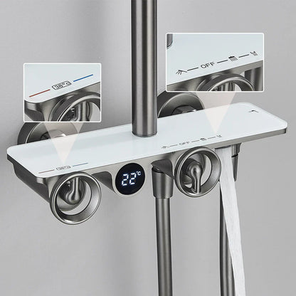 DecorBites™ Grey Thermostatic Digital Shower Faucet Set with Rainfall System