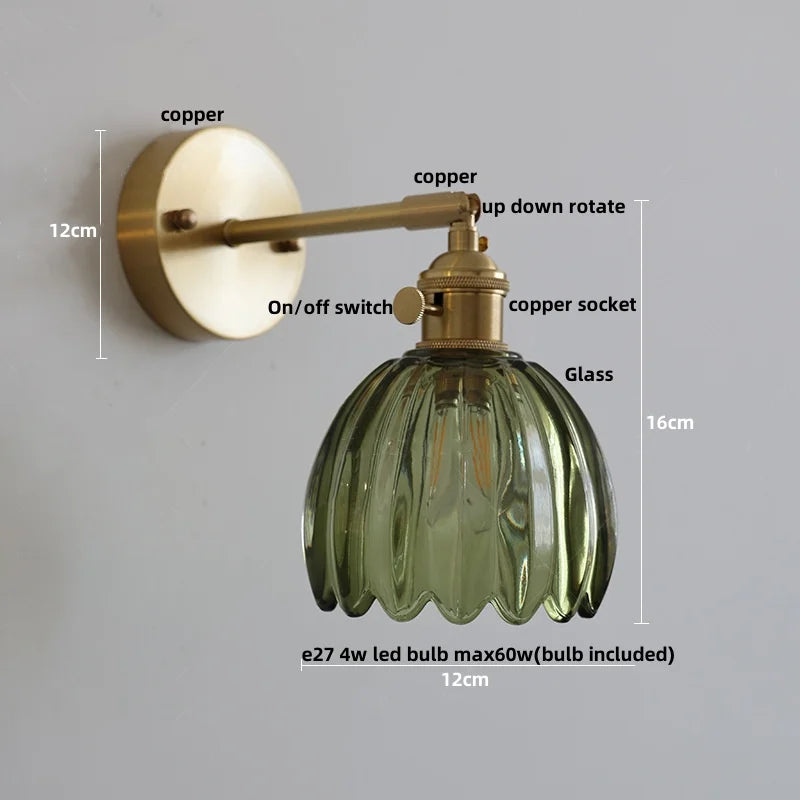DecorBites™ Clear Glass LED Wall Lights Up Down Rotate Copper Nordic Modern Stair Sconce