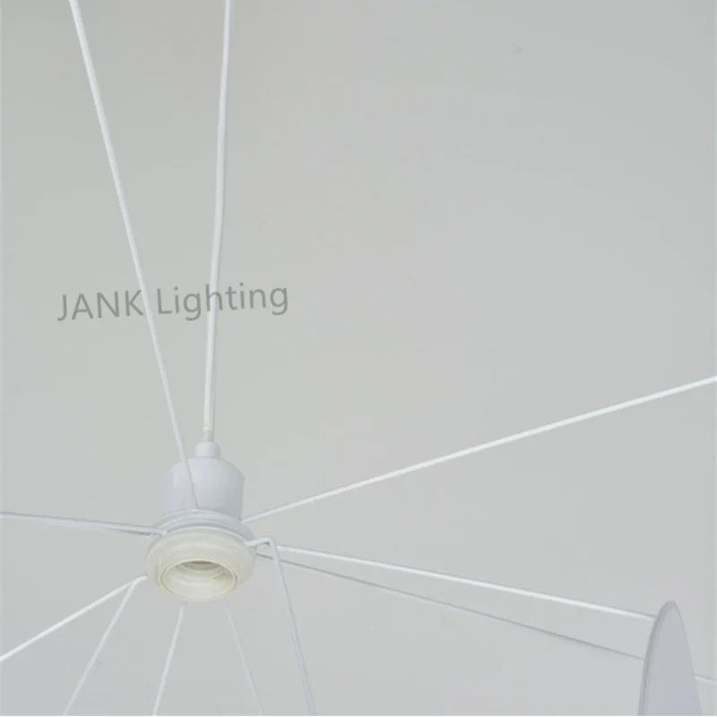 White Fabric Grid Chandelier