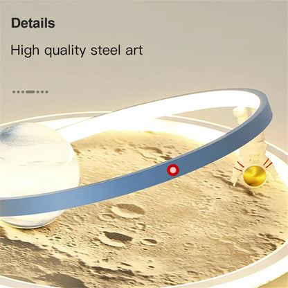 DecorBites™ Kids Moon Astronaut LED Ceiling Light for Eye Care in Blue Pink Carton Theme