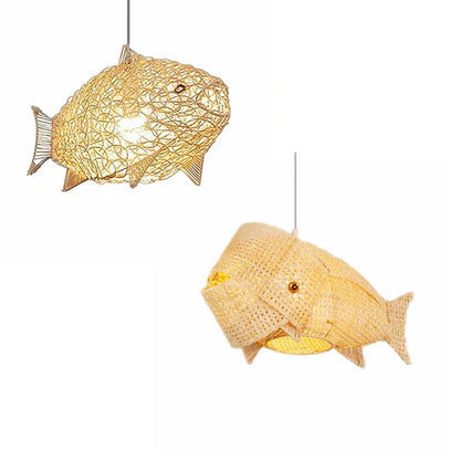 DecorBites™ Bamboo Fish Art Pendant Lights - Nordic LED Fixture for Kitchen & Living Room