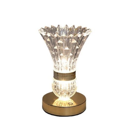 DecorBites™ Crystal LED Vase Table Lamp Touch Switch Tricolor Dimming Bedroom Living Room Decor
