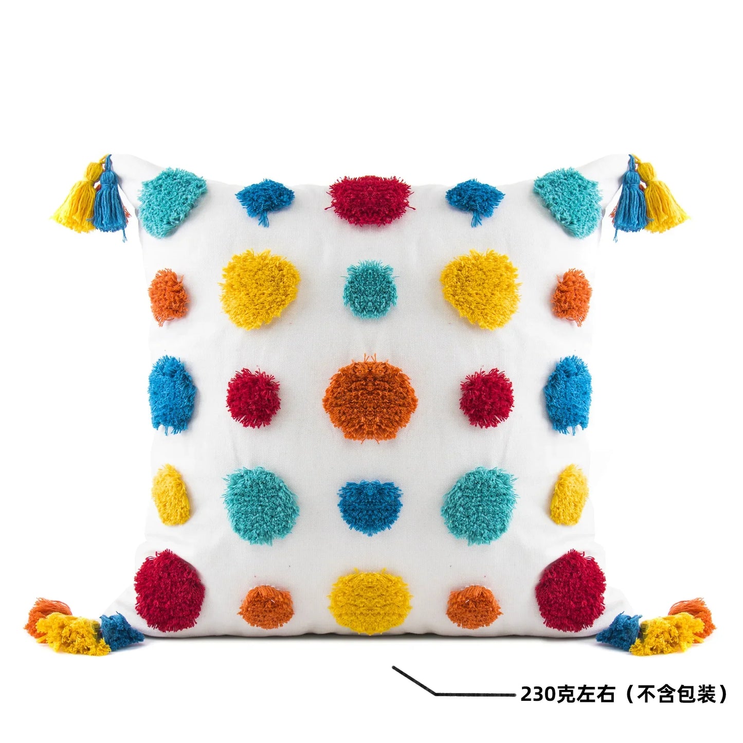 DecorBites™ Geometric Hand-Embroidered Tassel Pillowcase