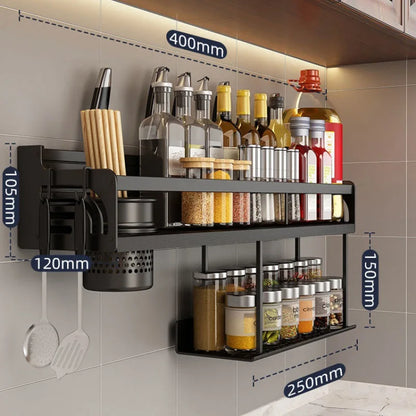DecorBites™ Double-Layer Kitchen Organizer Wall Spice Storage Rack