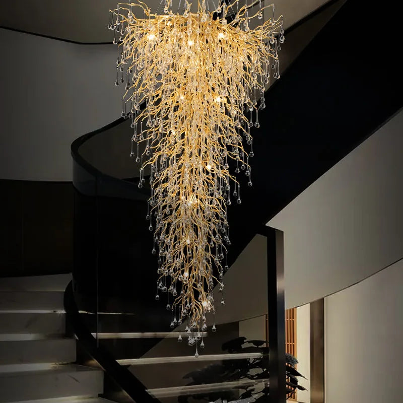 DecorBites™ Gold Crystal LED Ceiling Chandelier for Elegant Spaces